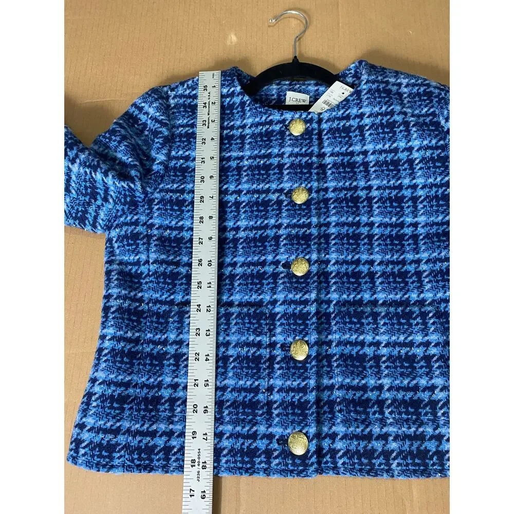 NWT J. CREW JACKET LADY BLAZER BLUE GOLD TWEED CLASSIC PREPPY WORK OFFICE CASUAL - Picture 16 of 16